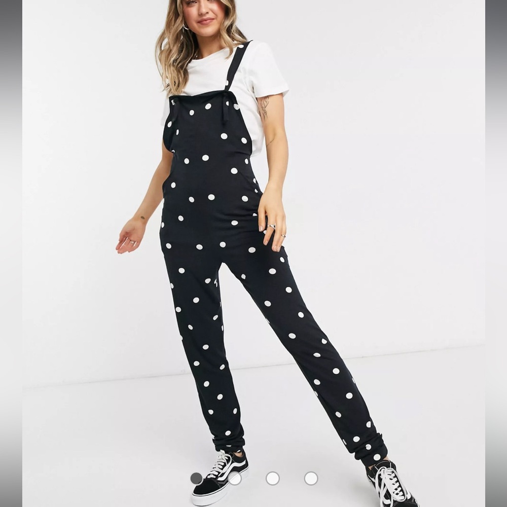 ASOS DESIGN jersey overalls in mono spot print